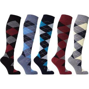 Women 5-Pairs Luxury Cotton Colorful Cool Fun Knee high Socks
